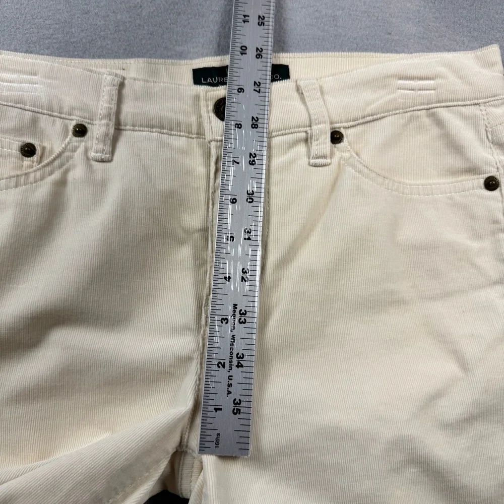 Lauren Ralph Lauren Pants Womens 4P White Premier Straight Corduroy Stretch RLL